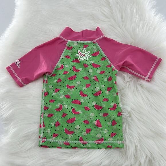 UV Skins Watermelon Short Sleeve Rashguard - Pink/Green - 12/18 Months - Picture 6 of 6